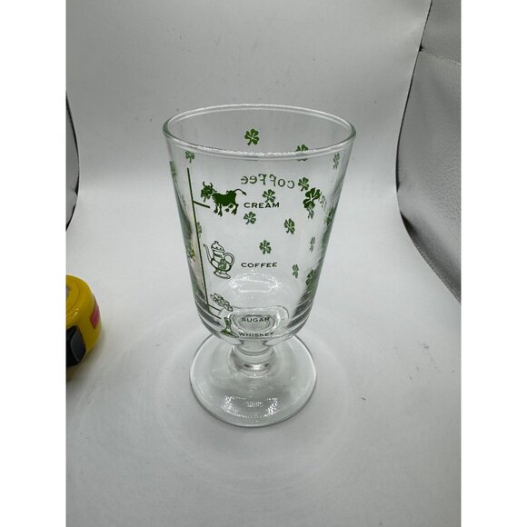 Irish Coffee Glass With Green Shamrock Pattern & Recipe Detail St Patrick's Day - Picture 7 of 11